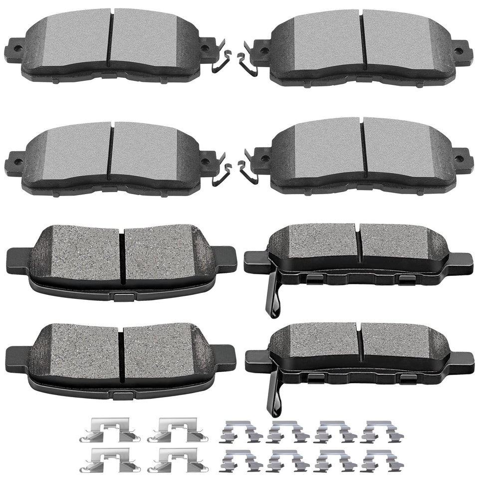 SCITOO front and rear brake pad kit packaging showing contents and fitment