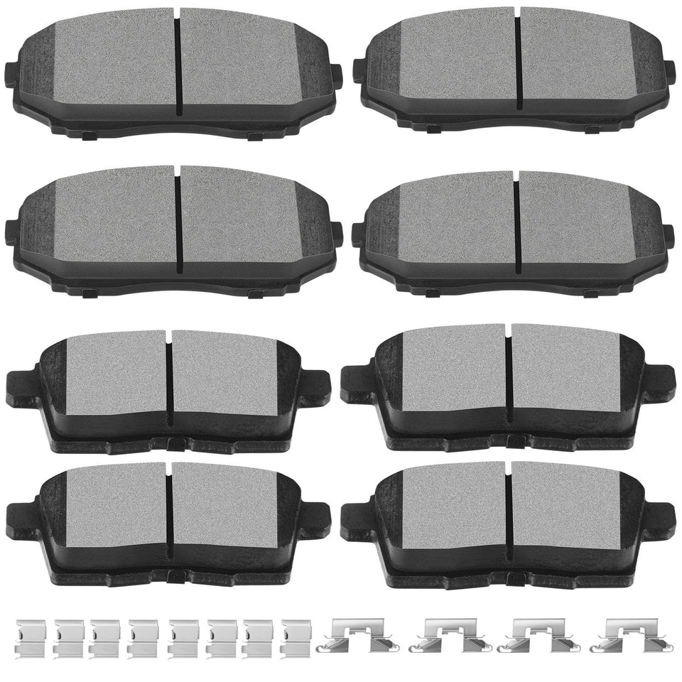 SCITOO front packaging view showing 8-piece ceramic brake pads and easy install benefit