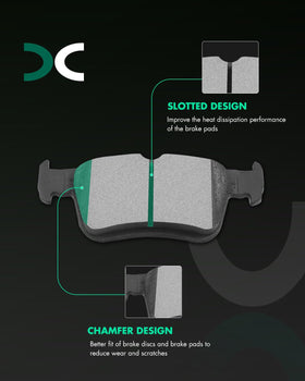 SCITOO close-up of front pad slot and chamfer for quieter, improved braking