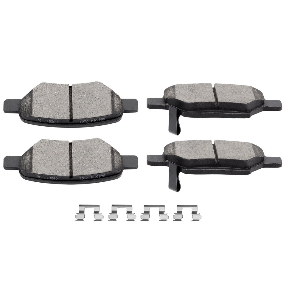 SCITOO front view of rear pad pair showing precise fit and improved control