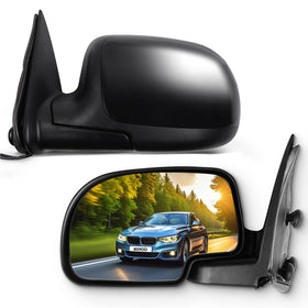 SCITOO front view mirror pair showing fit for GMC Sierra and improved visibility