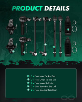 SCITOO inner and outer tie rod ends detail for improved steering control benefit
