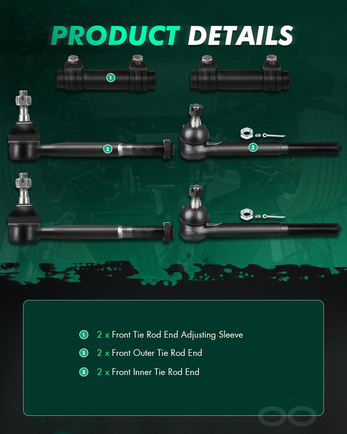 SCITOO inner tie rod end detail highlighting threaded connection for precise steering control