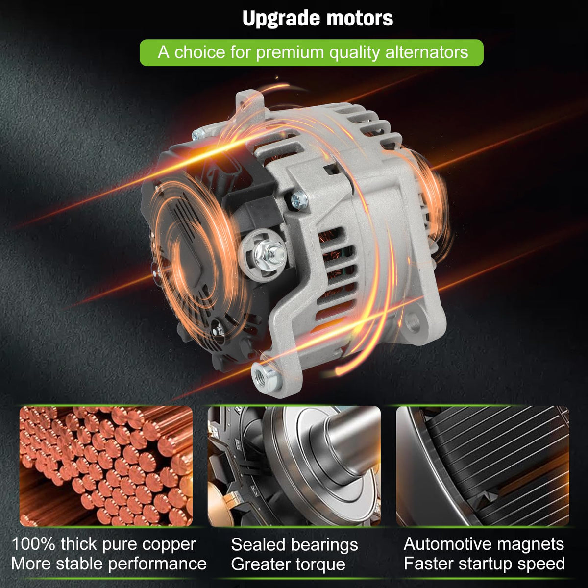 SCITOO alternator in a garage setting with tools showing professional installation outcome