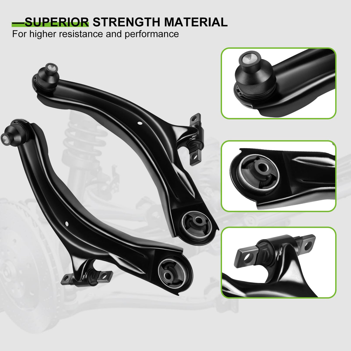 SCITOO lower control arm passenger side close-up highlighting fit and sturdy construction