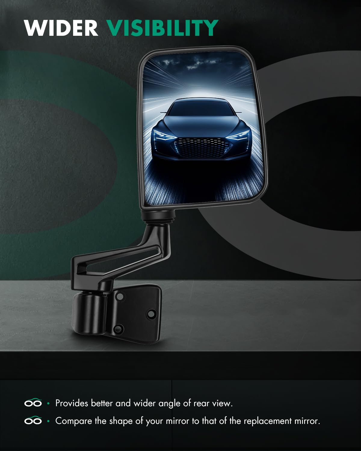 SCITOO mirror folded in showing manual-folding feature and space-saving benefit