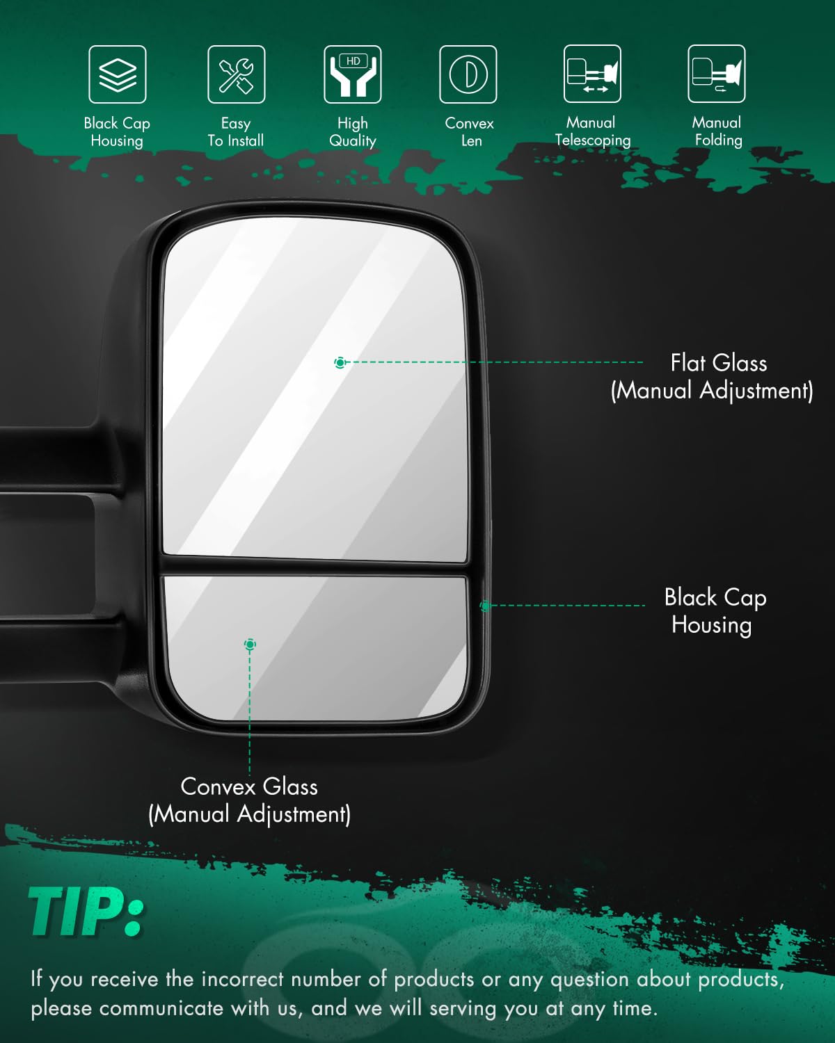 SCITOO mirror housing closeup highlighting durable ABS construction benefit