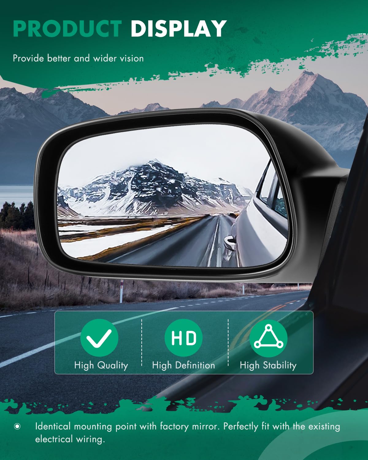 SCITOO mirror installed on Corolla side view restores visibility