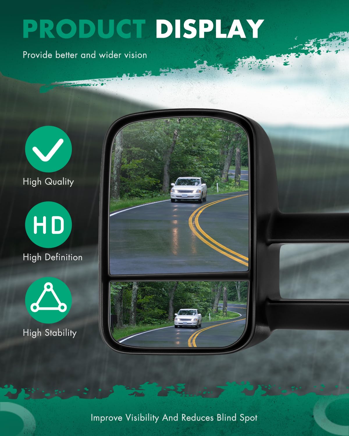 SCITOO mirror mounted on truck door demonstrating easy bolt-on installation
