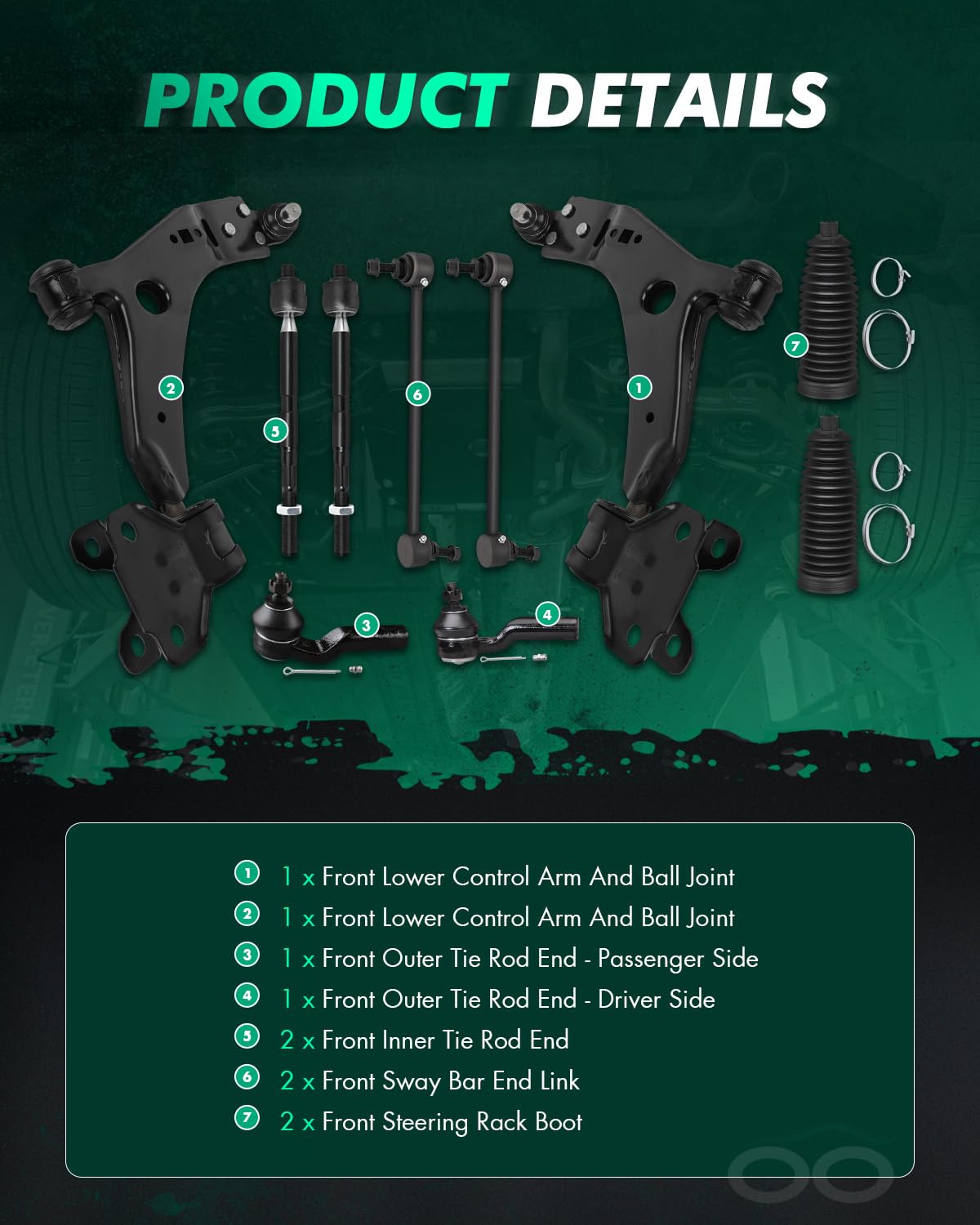 SCITOO inner and outer tie rod ends arranged to show fit and steering benefit