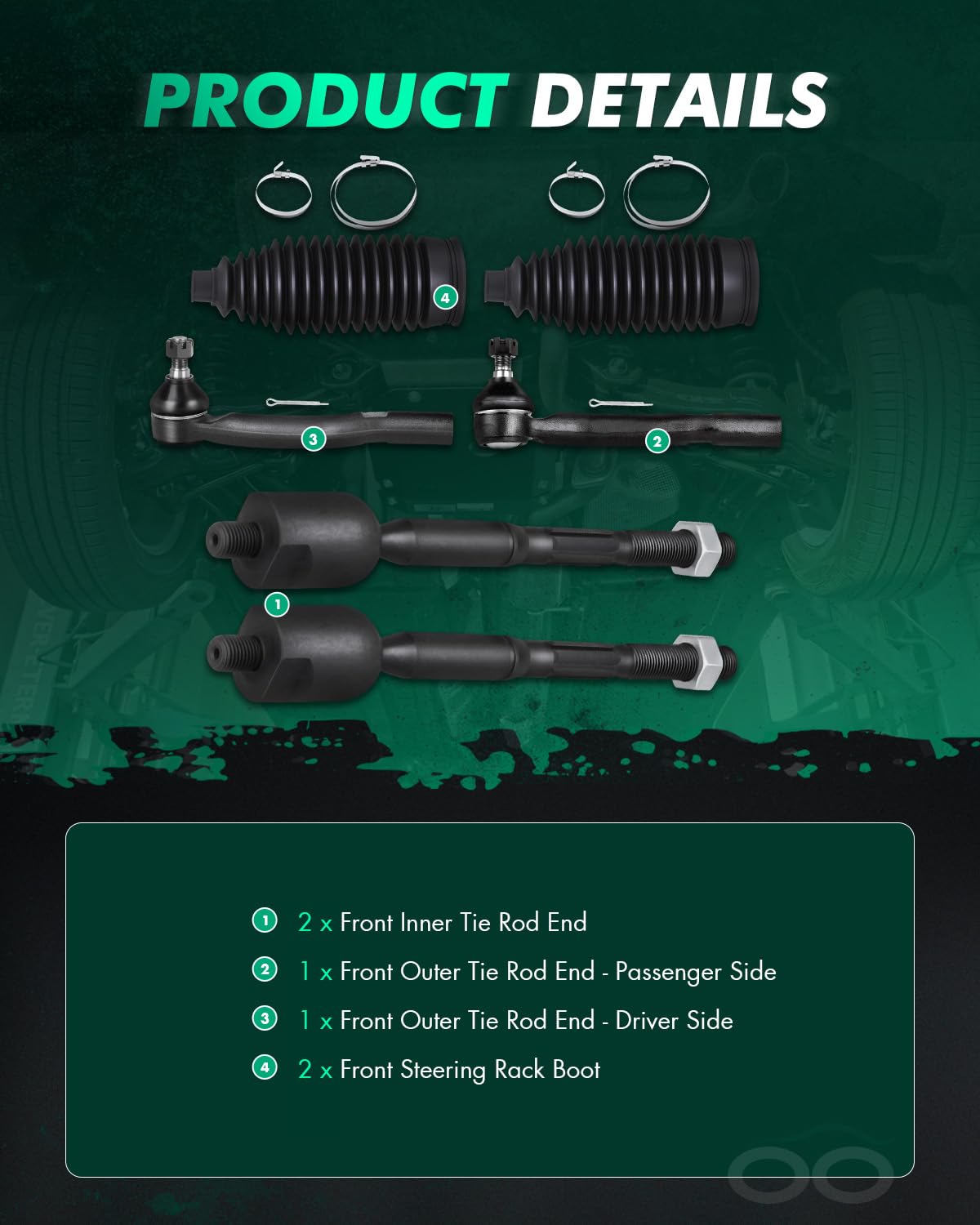 SCITOO driver-side outer tie rod ES80603 detail showing firm ball joint