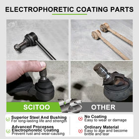 SCITOO outer tie rod end facing showing rebound protection and responsive steering