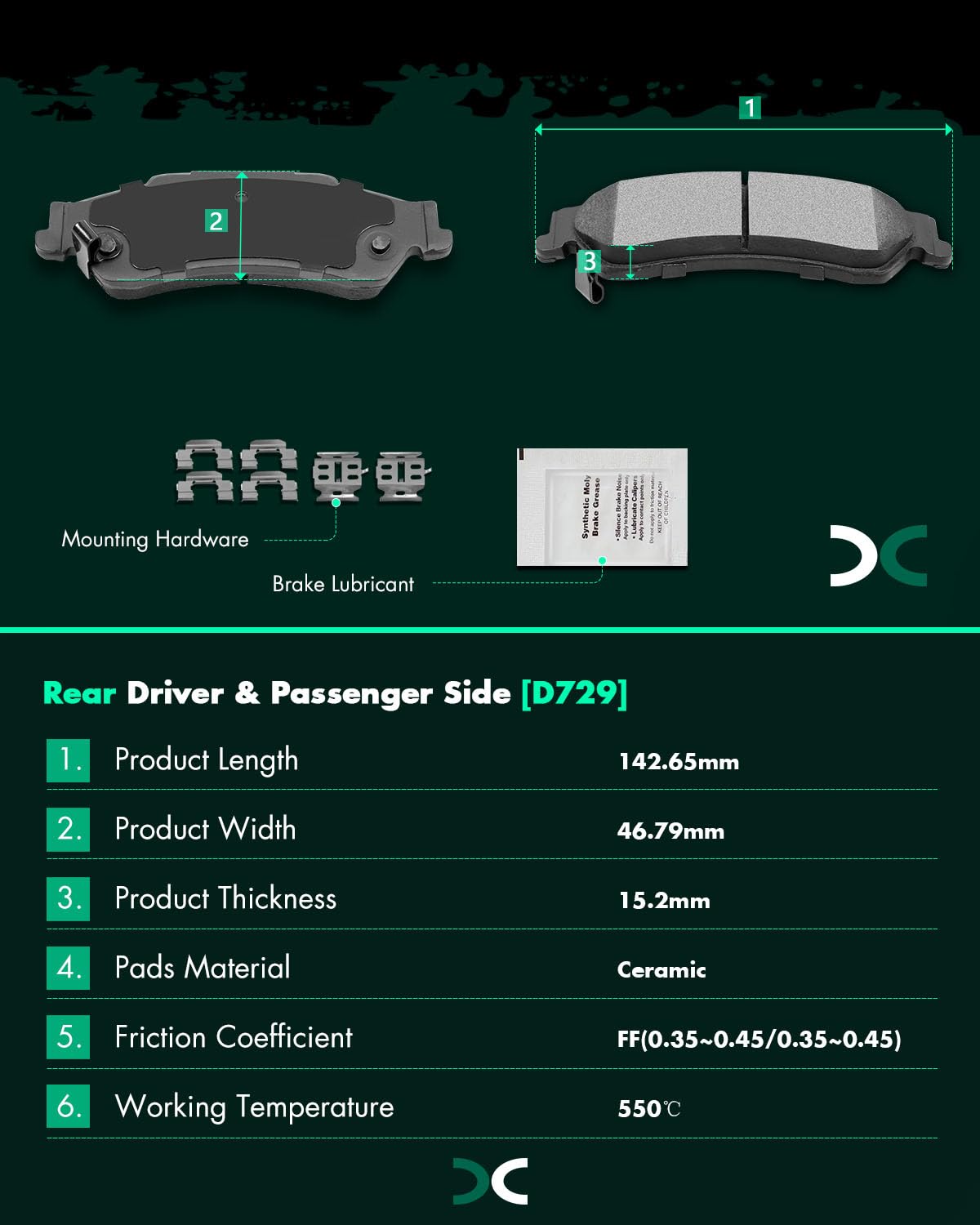 SCITOO pad backplate and vibration-damping gasket detail reducing noise during braking