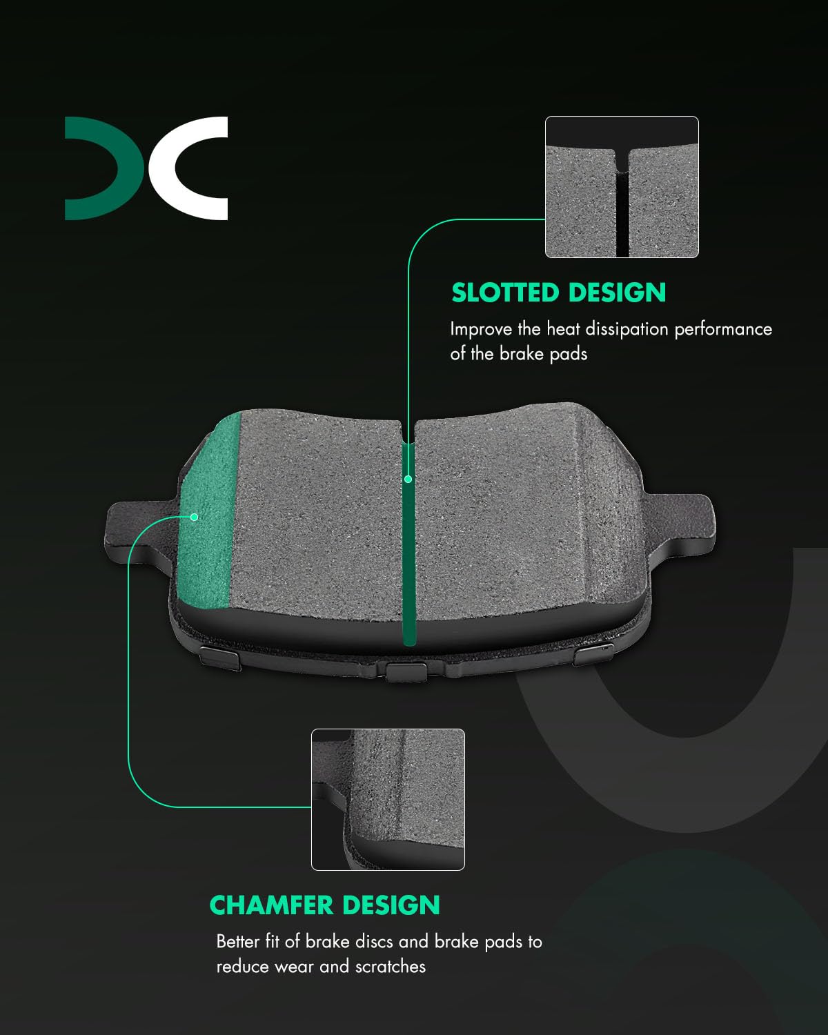 SCITOO ceramic pad friction face close-up showing texture for consistent stopping