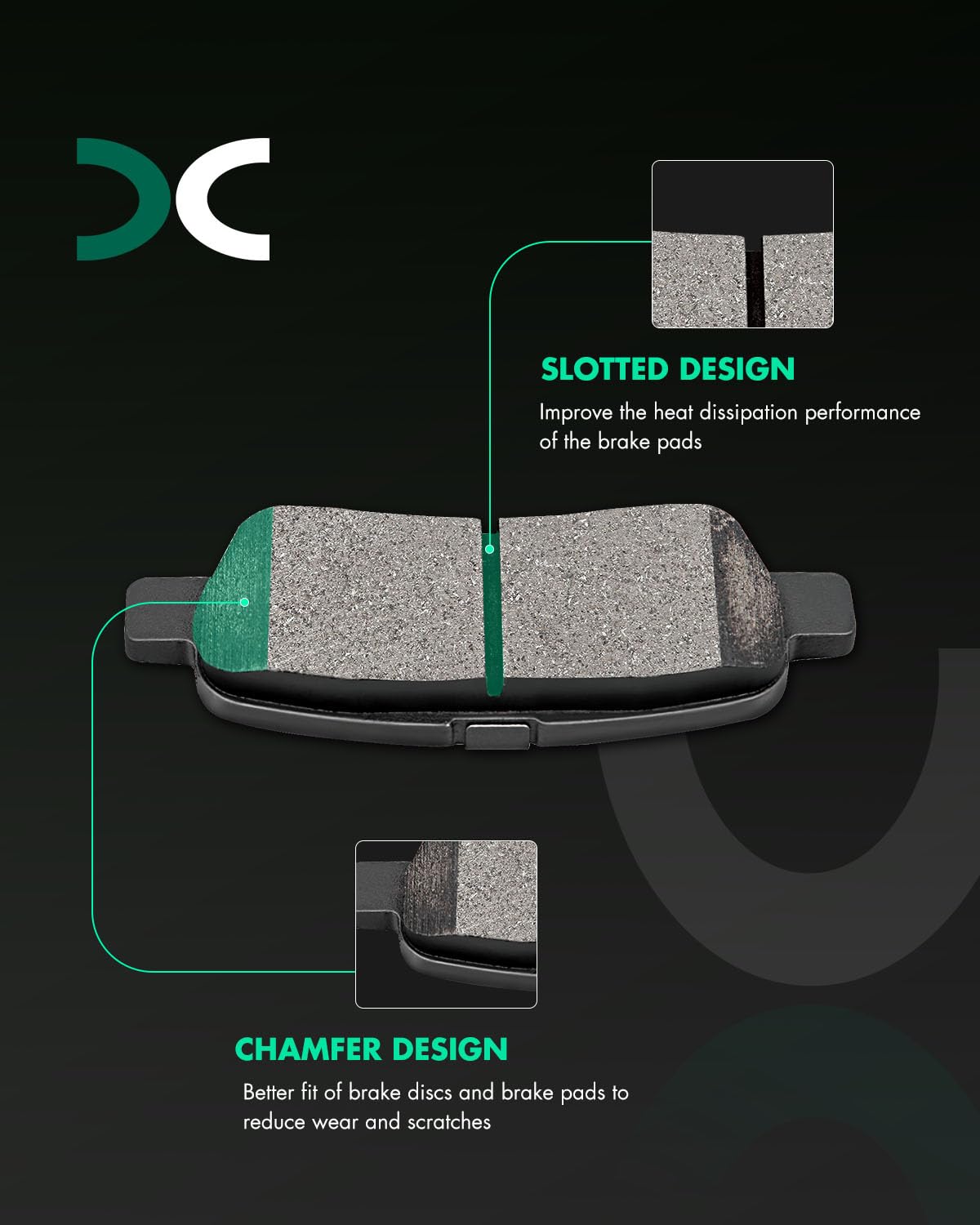 SCITOO pad surface slot close-up showing slots for improved heat dispersion