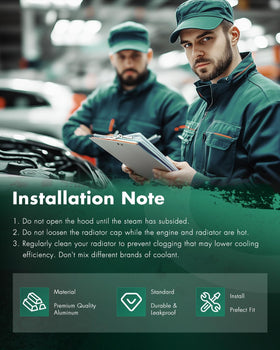 SCITOO radiator installed in engine bay, restores proper engine temperature control