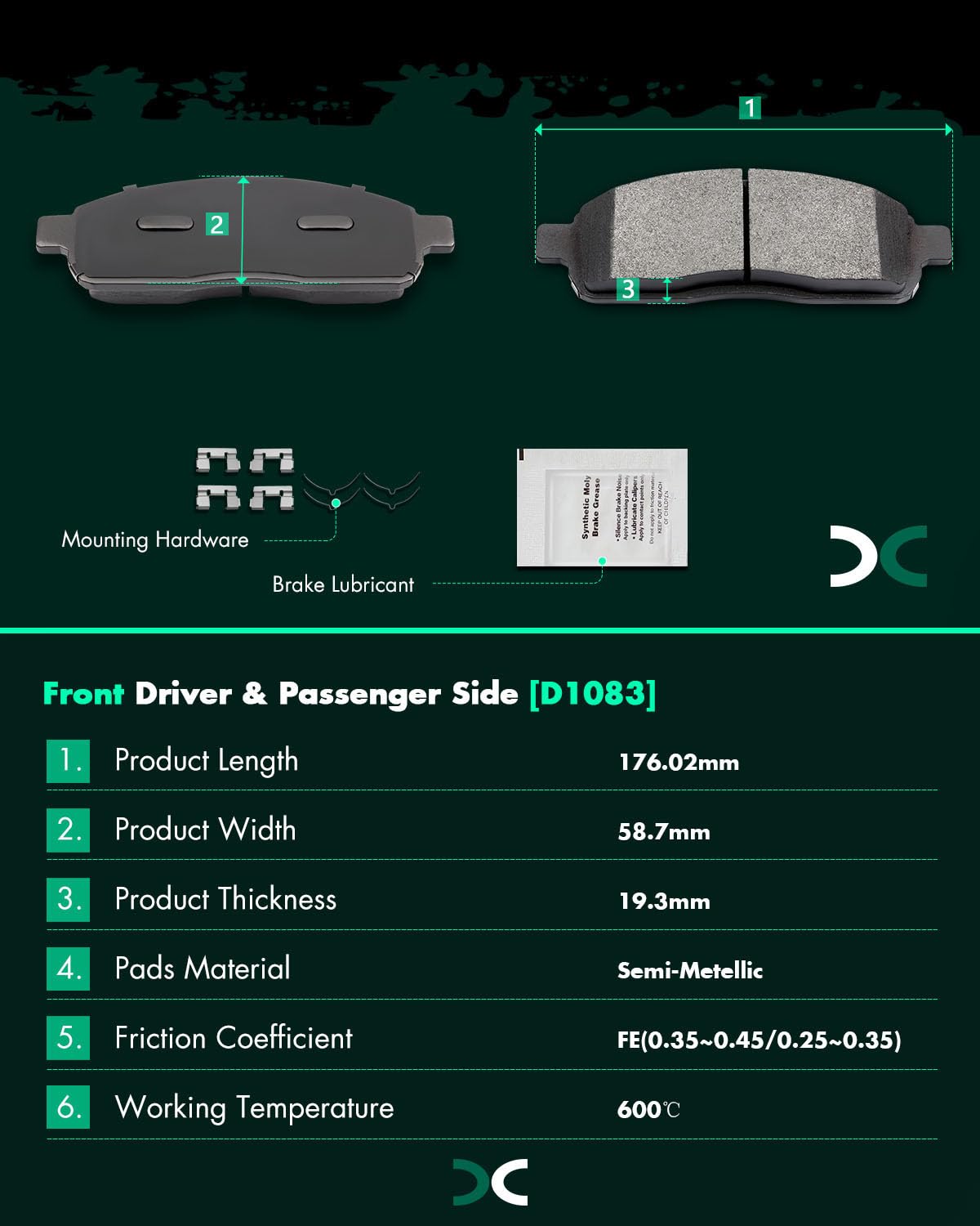 SCITOO rear ceramic pad backside detail highlighting low-dust advantage