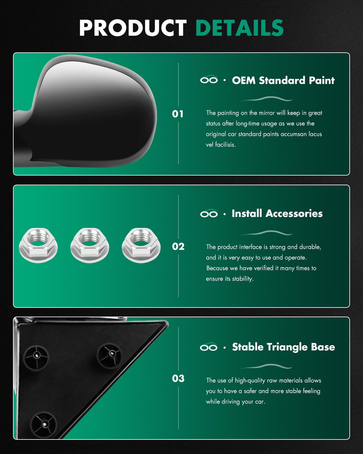 SCITOO side mirror mounted on truck door, secure fit and original-style look