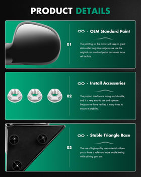 SCITOO side mirror mounted on truck door, secure fit and original-style look