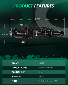 SCITOO strut size comparison with ruler illustrating correct scale and fitment clarity