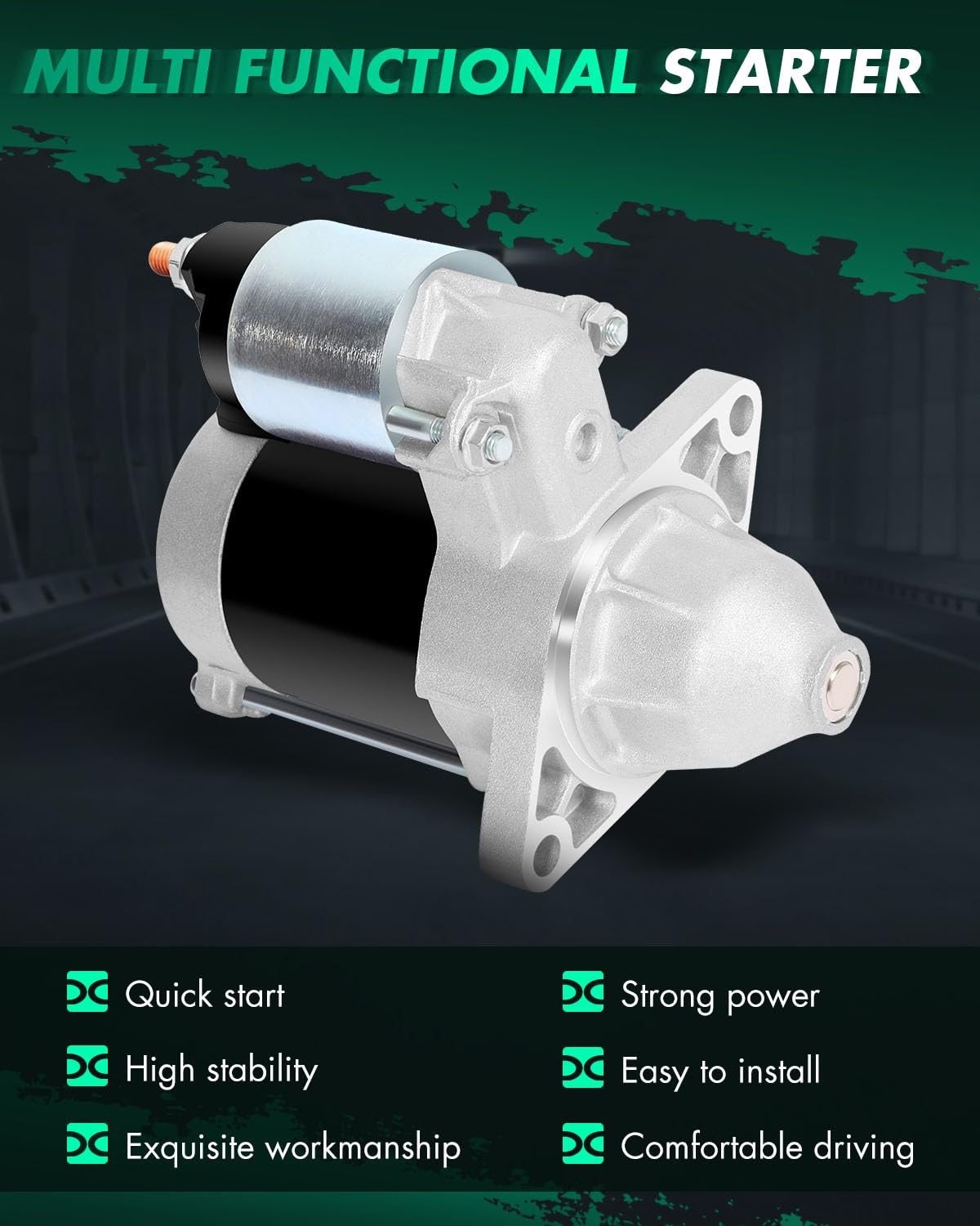 SCITOO starter mounting close-up demonstrating secure fit and reliability