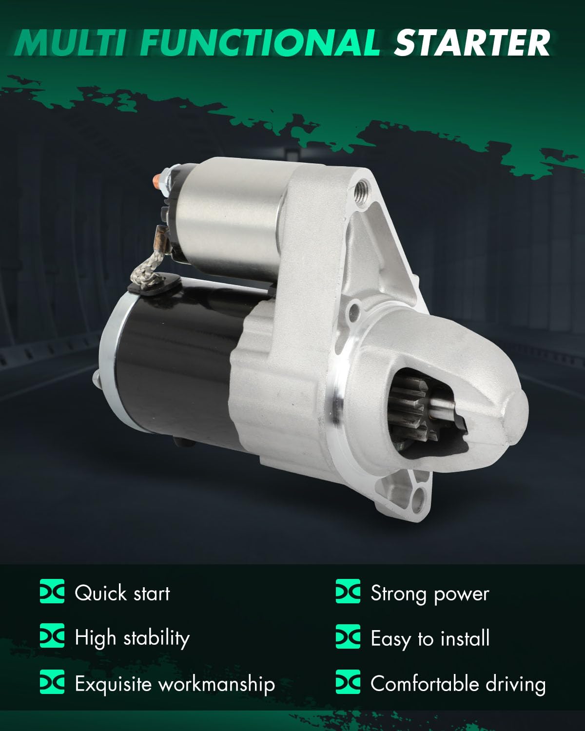 SCITOO starter side profile displaying compact PMGR layout for space-saving fit