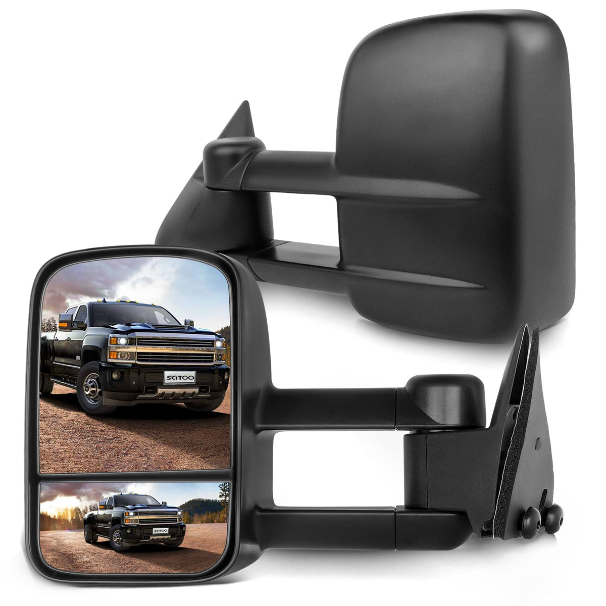 SCITOO tow mirror front view showing fit and finish for accurate replacement