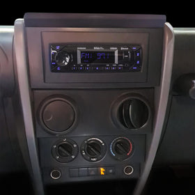Scosche installed in vehicle dash demonstrating streamlined appearance benefit