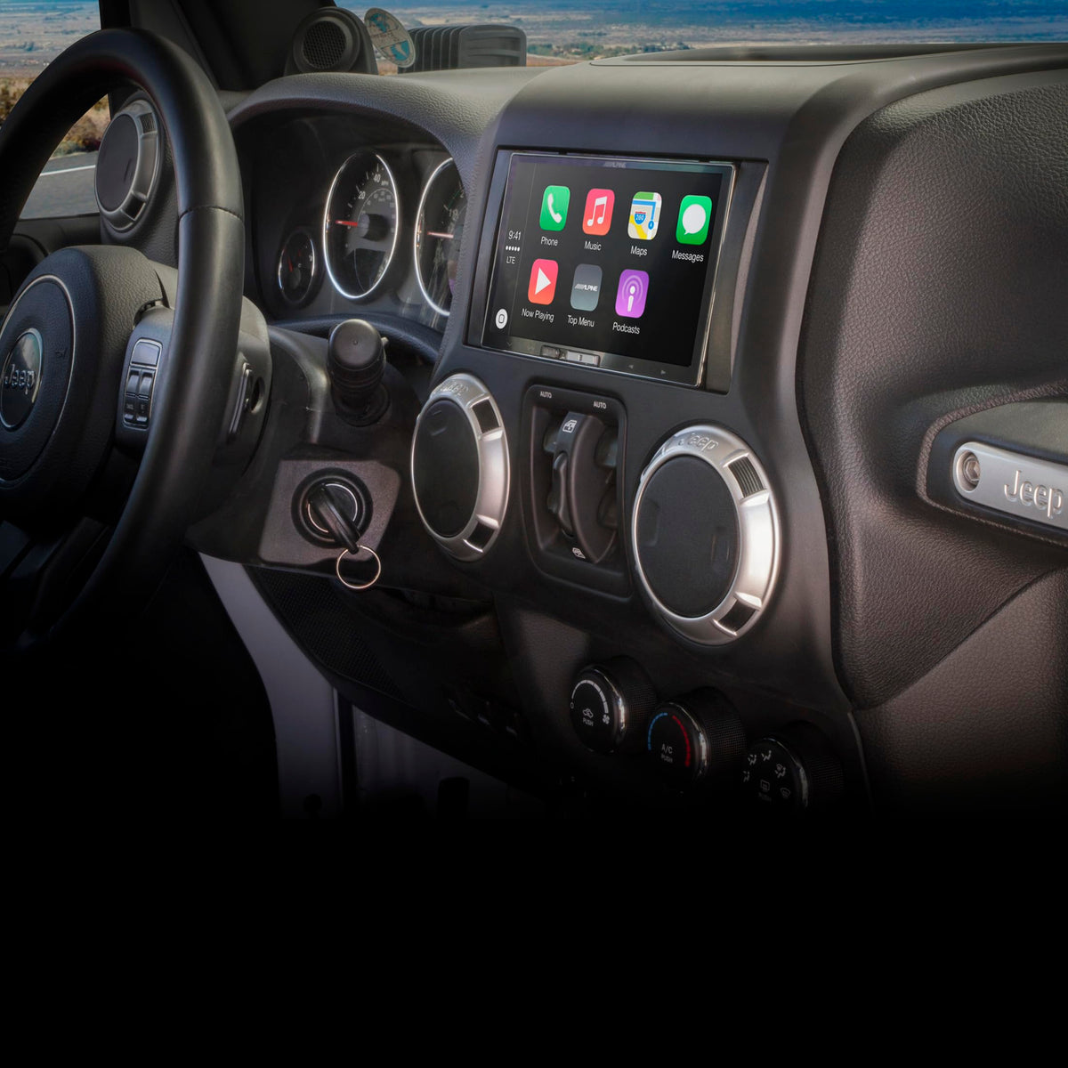 Scosche installed in vehicle dashboard demonstrating factory look