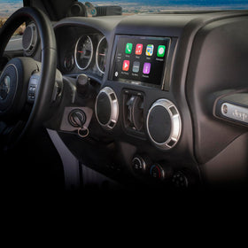 Scosche installed in vehicle dashboard demonstrating factory look