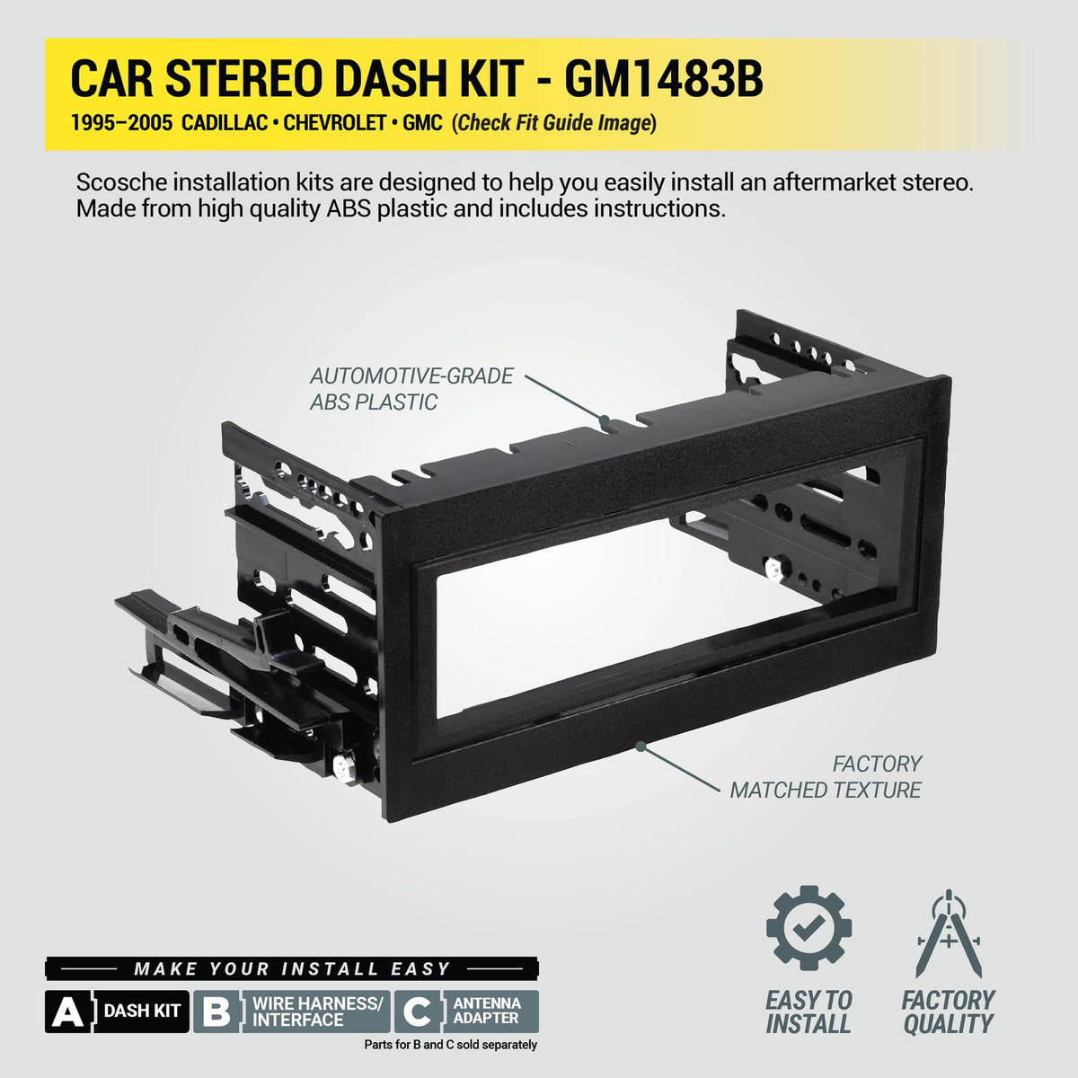 Scosche dash kit installed with aftermarket receiver for neat factory look