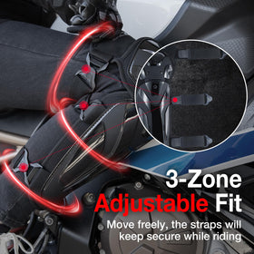Scoyco extended shin coverage demonstrating protection down the tibia