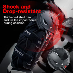 Scoyco high-density foam cutaway illustrating shock absorption performance