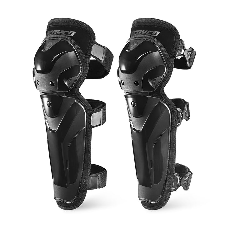 Scoyco front view of knee guards showing full protection and comfort