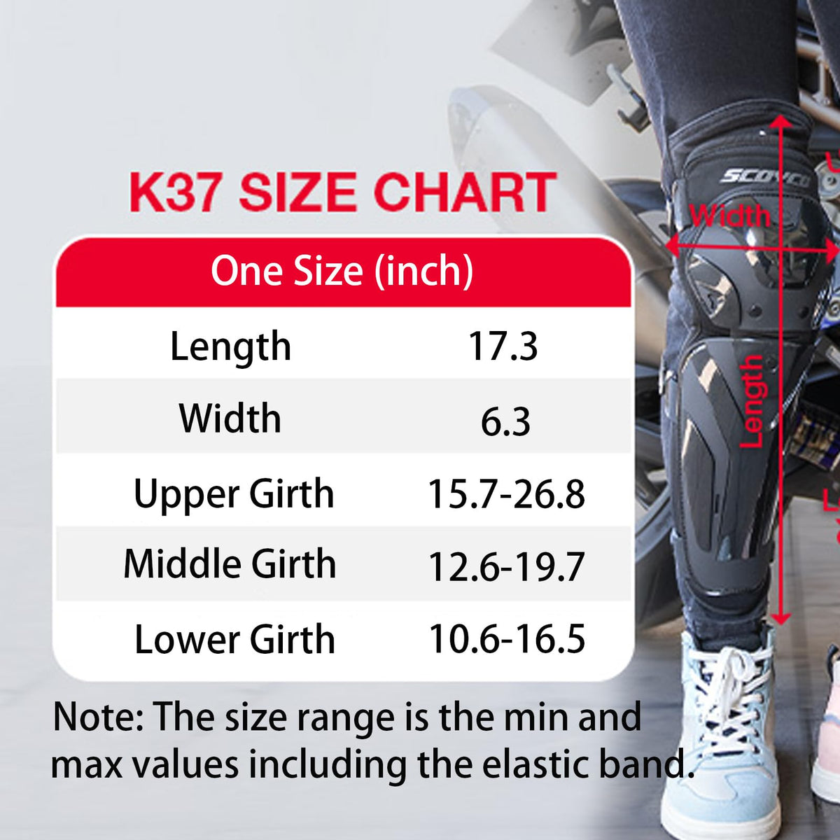 Scoyco size and scale comparison illustrating compact protective fit
