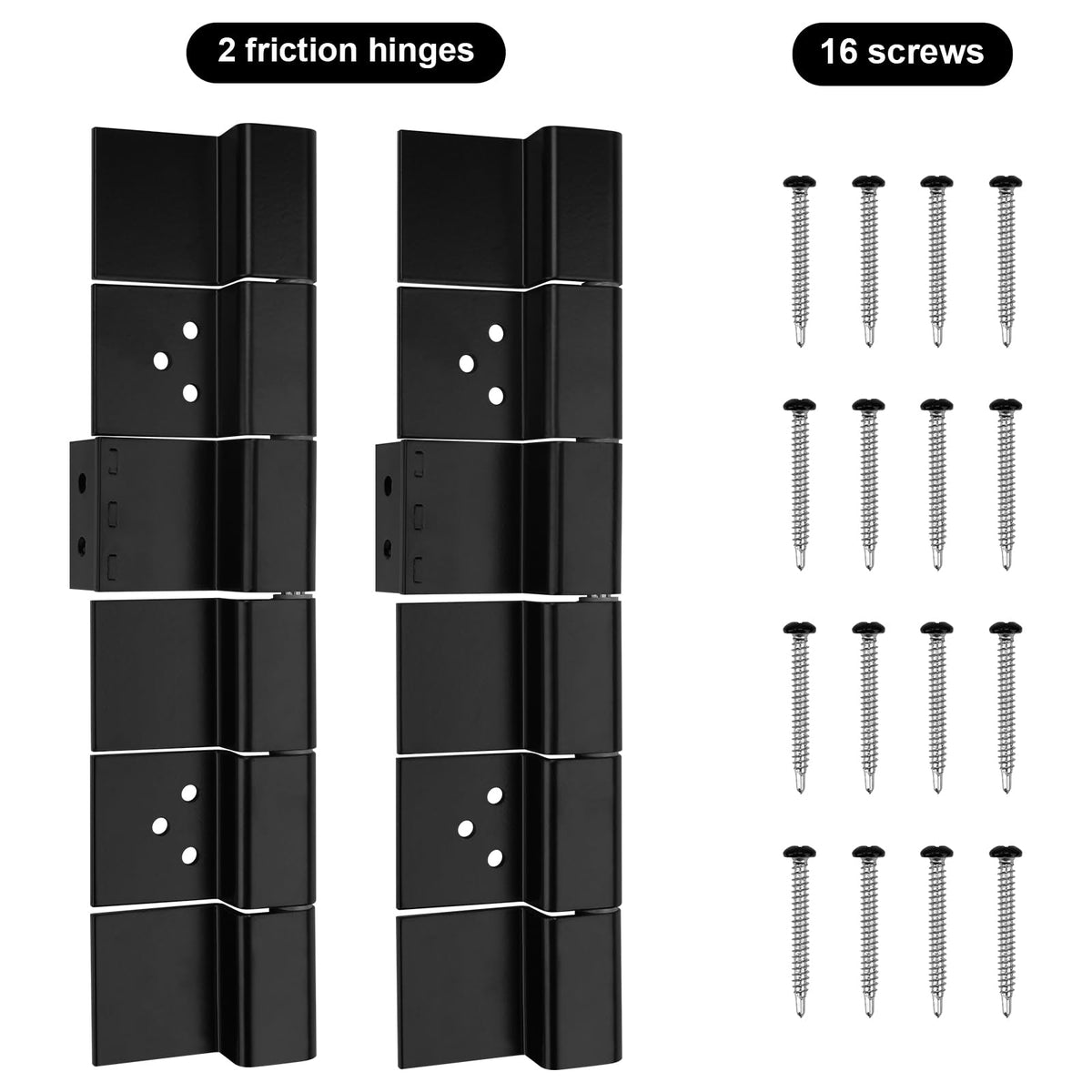 Screw Man two hinges installed upper and lower demonstrating balanced door support
