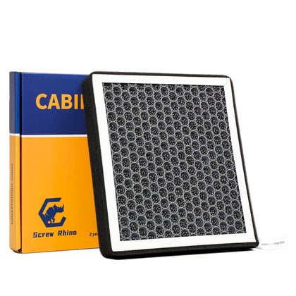 SCREW RHINO front packaging showing Rivian-compatible cabin filter and fit details for quick identification