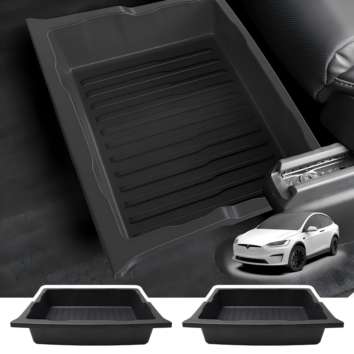 SCREW RHINO front view under-seat organizer showing neat fit and increased storage