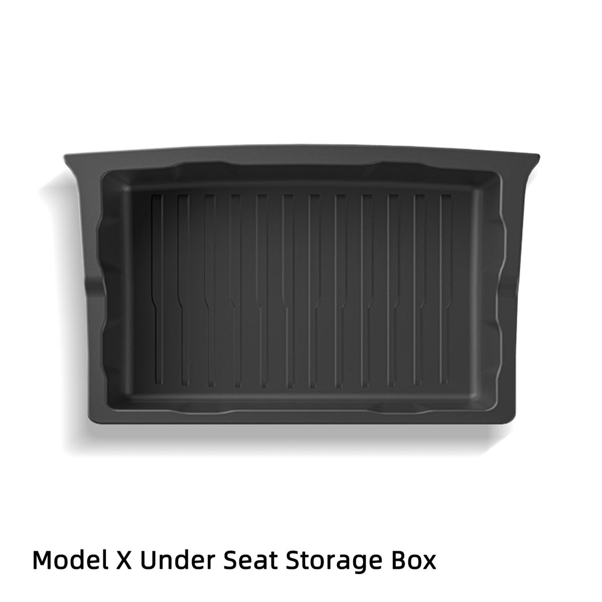 SCREW RHINO organizer installed under a Tesla Model X front seat for tidy cabin