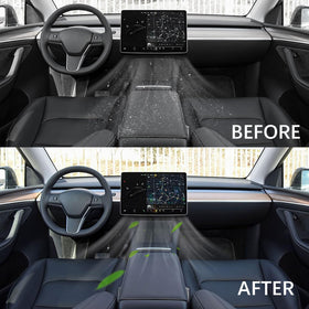 SCREW RHINO lifestyle shot in city driving emphasizing cleaner in-cabin air on commutes