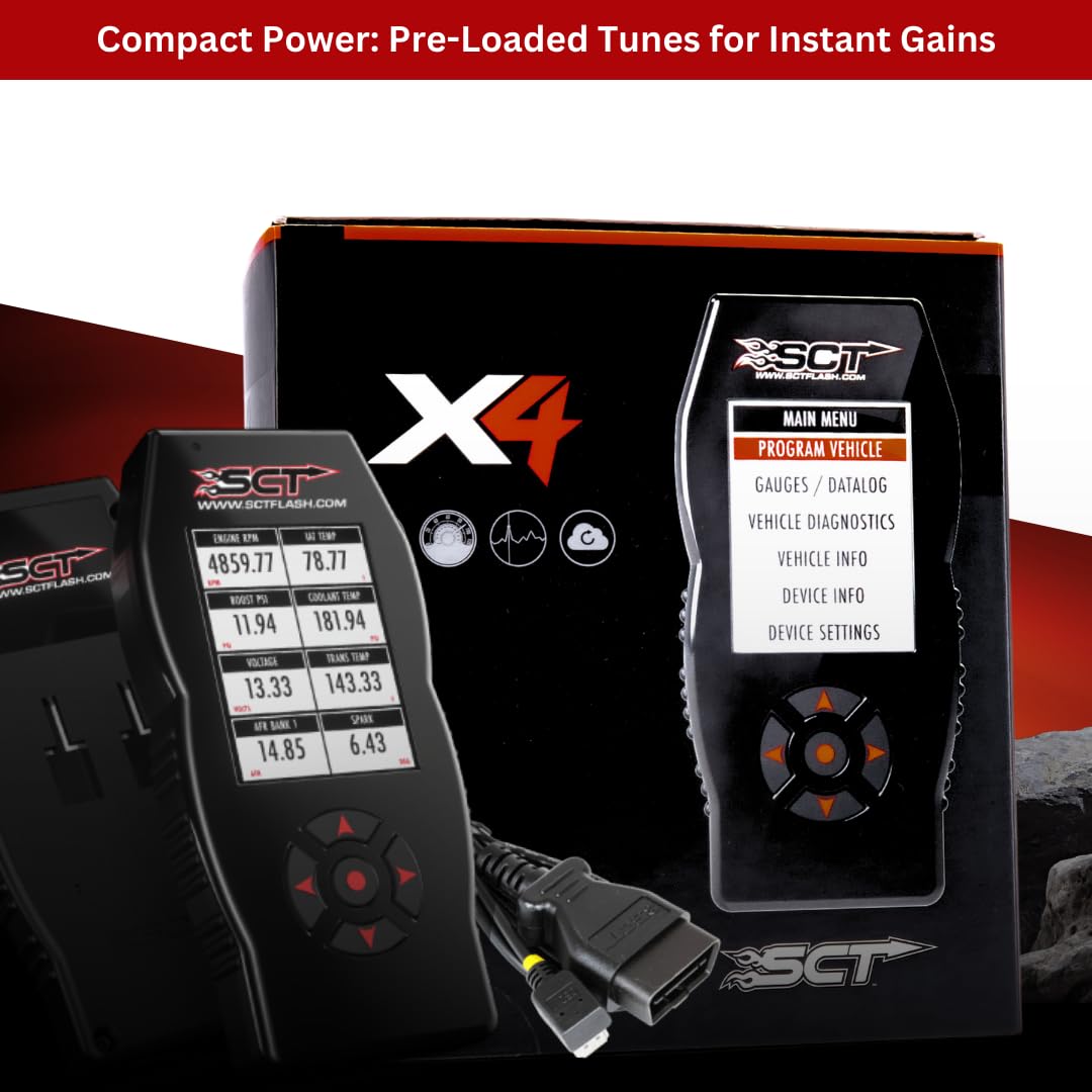 SCT X4 connected in vehicle demonstrating live monitoring and on‑the‑road data
