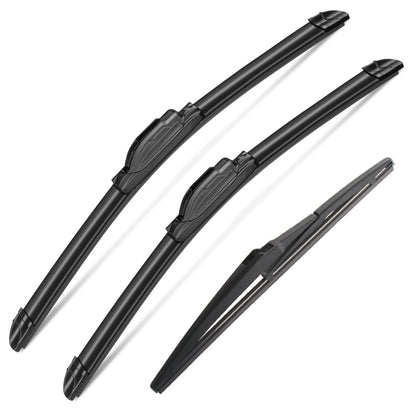 sctioansn packaged 3-pack wiper blades showing front and rear replacement benefit