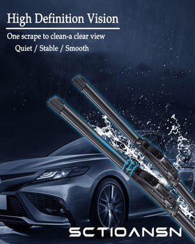 sctioansn installed front blades on windshield improving visibility