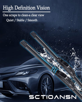sctioansn rear 16-inch blade mounted on Prius rear window for improved rear visibility