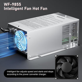 sdanbom WF-9855 cooling fan visible during operation for quiet temperature control benefit