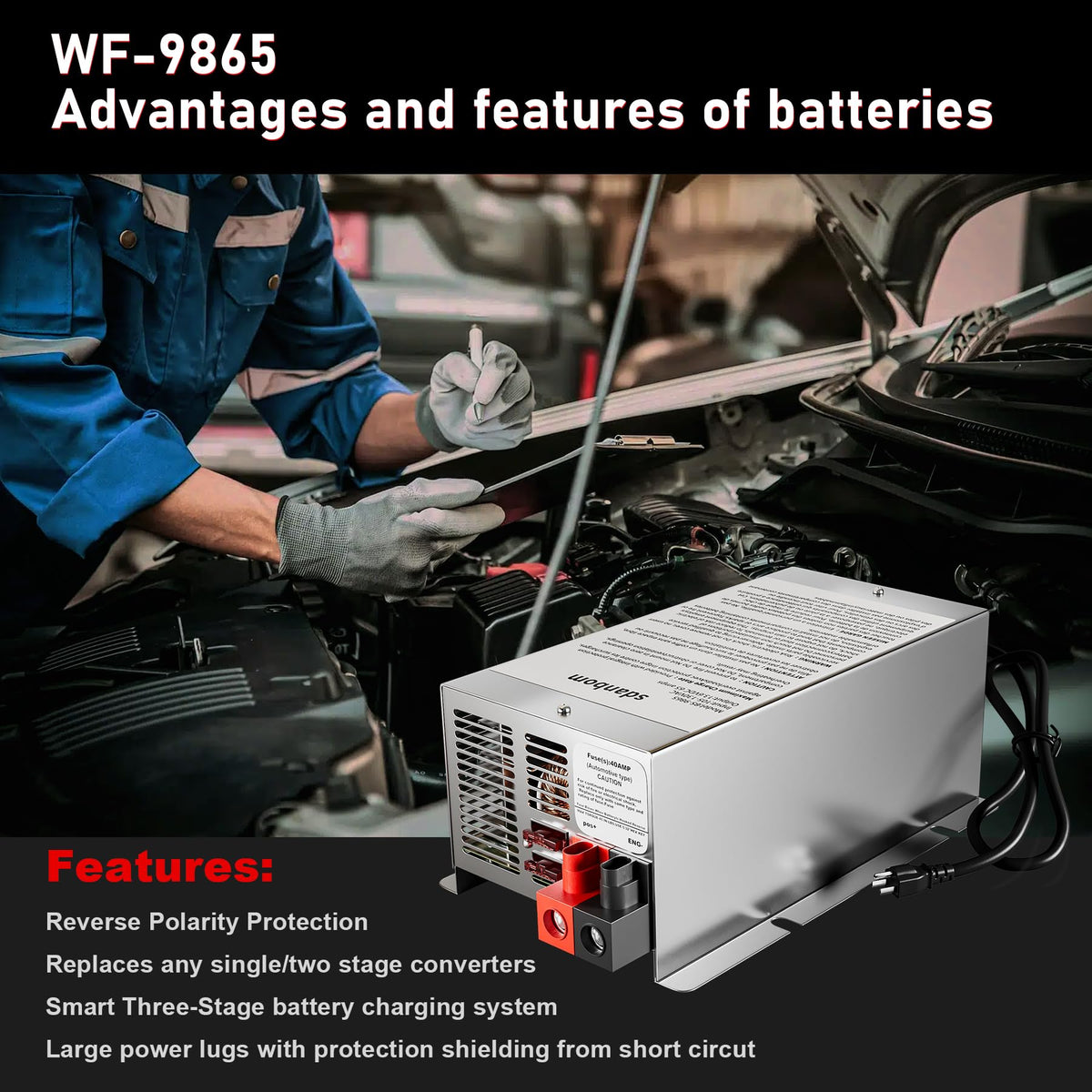 sdanbom WF-9865 installed in an RV electronics bay demonstrating tidy, safe setup