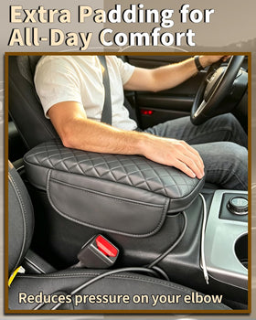 SDPVorn in-use image with driver resting arm demonstrating added one-inch comfort