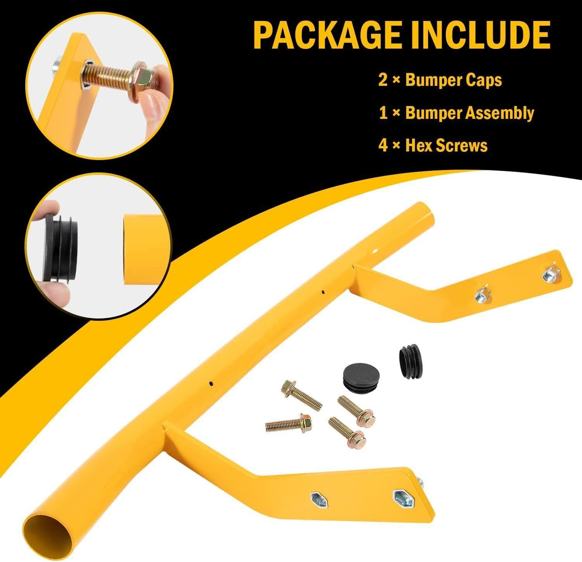 SDYYDS bumper with included hex screws and caps showing ready-to-install kit