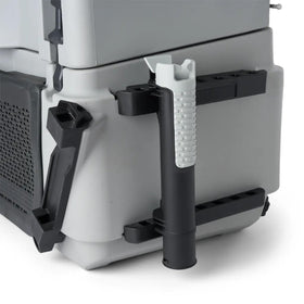 Sea-Doo LinQ rod holder close-up of molded rubber cap securing reel arm