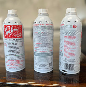 Sea Foam bottle in hand showing compact 16 oz size for scale